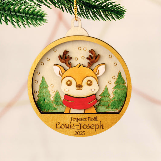 Boule de Noël 3D personnalisée – renne