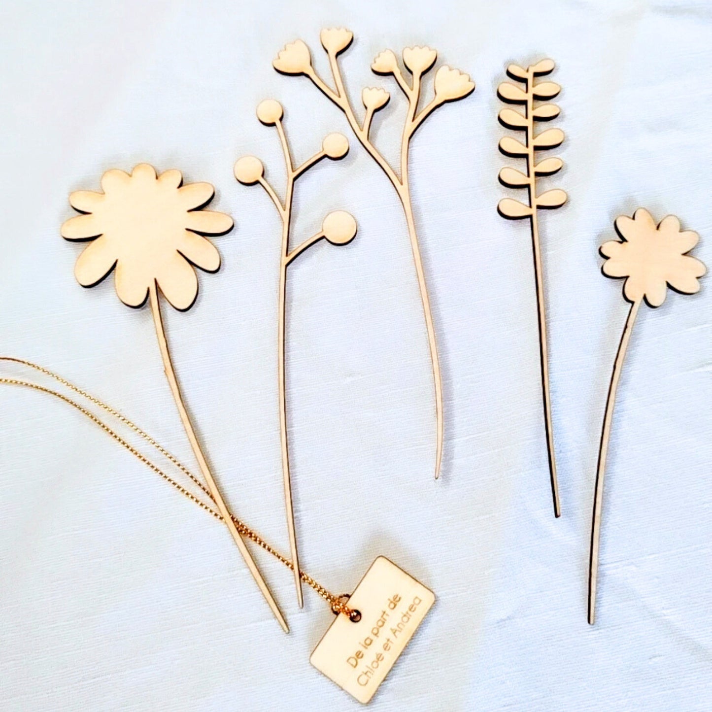 Bouquet de fleurs en bois - Tendresse