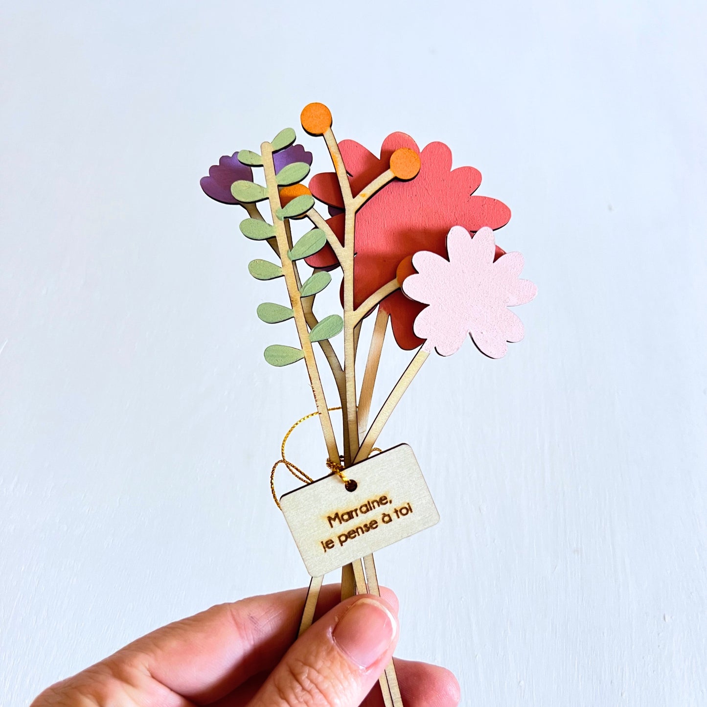 Bouquet de fleurs en bois - Tendresse