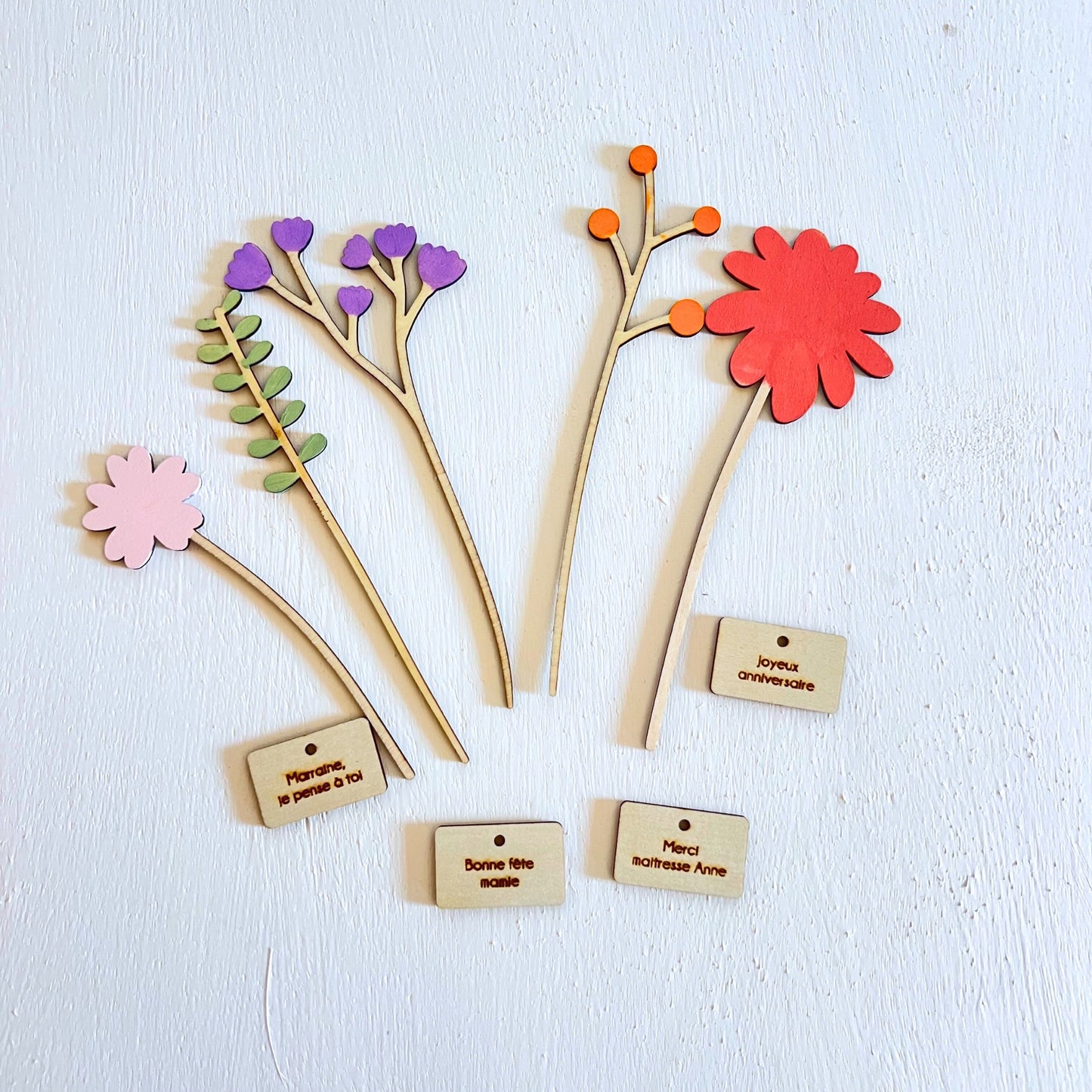 Bouquet de fleurs en bois - Tendresse