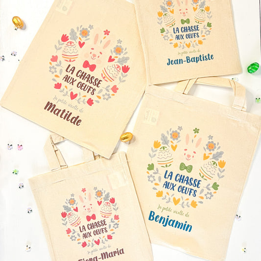Sac personnalisé chasse aux œufs - lapin