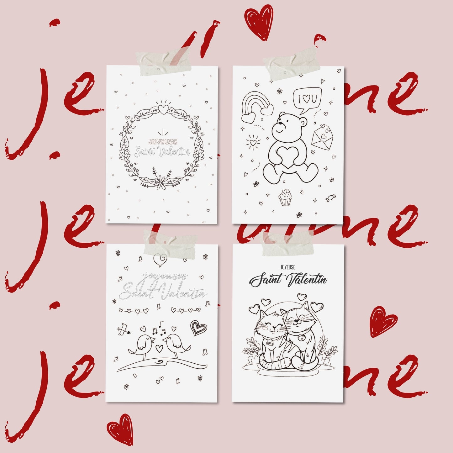 Carte à colorier – Spécial Saint-Valentin