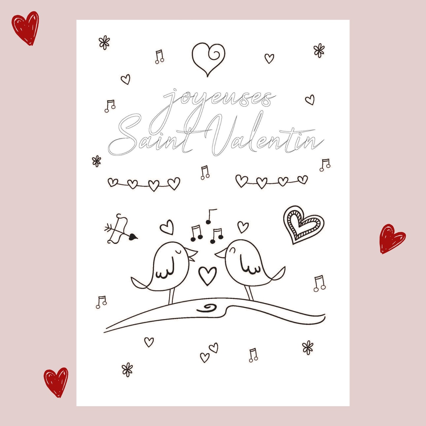 Carte à colorier – Spécial Saint-Valentin