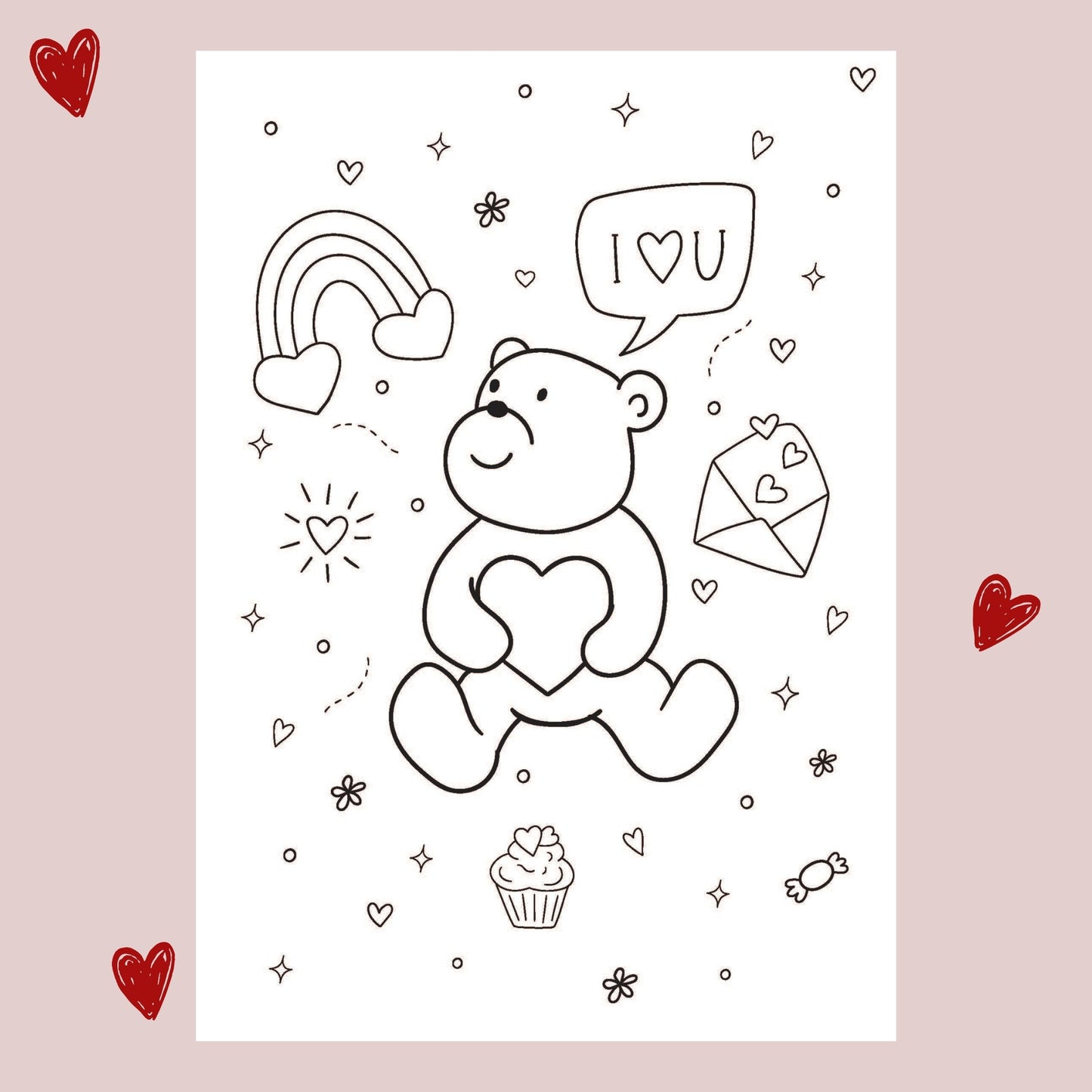 Carte à colorier – Spécial Saint-Valentin