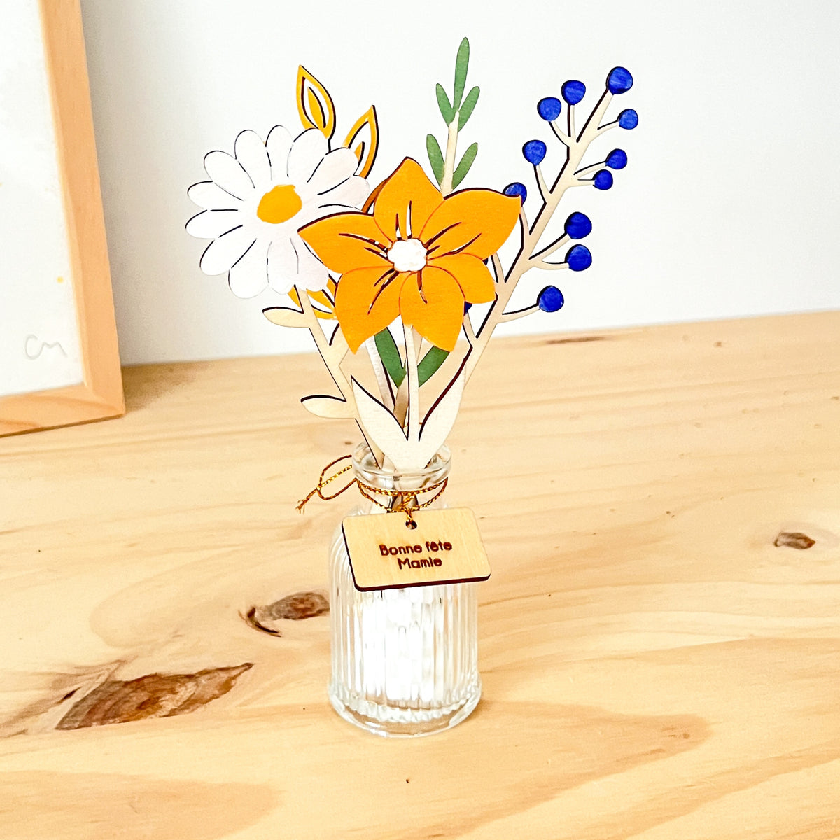 Bouquet de fleurs en bois - Passion