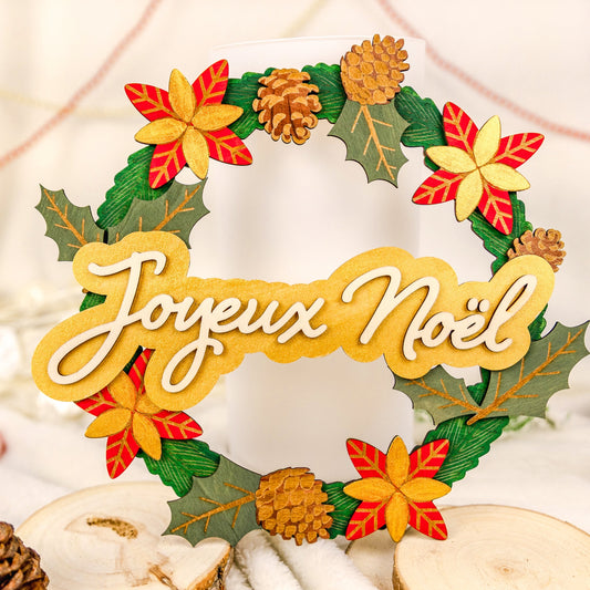 Couronne Joyeux Noël en bois
