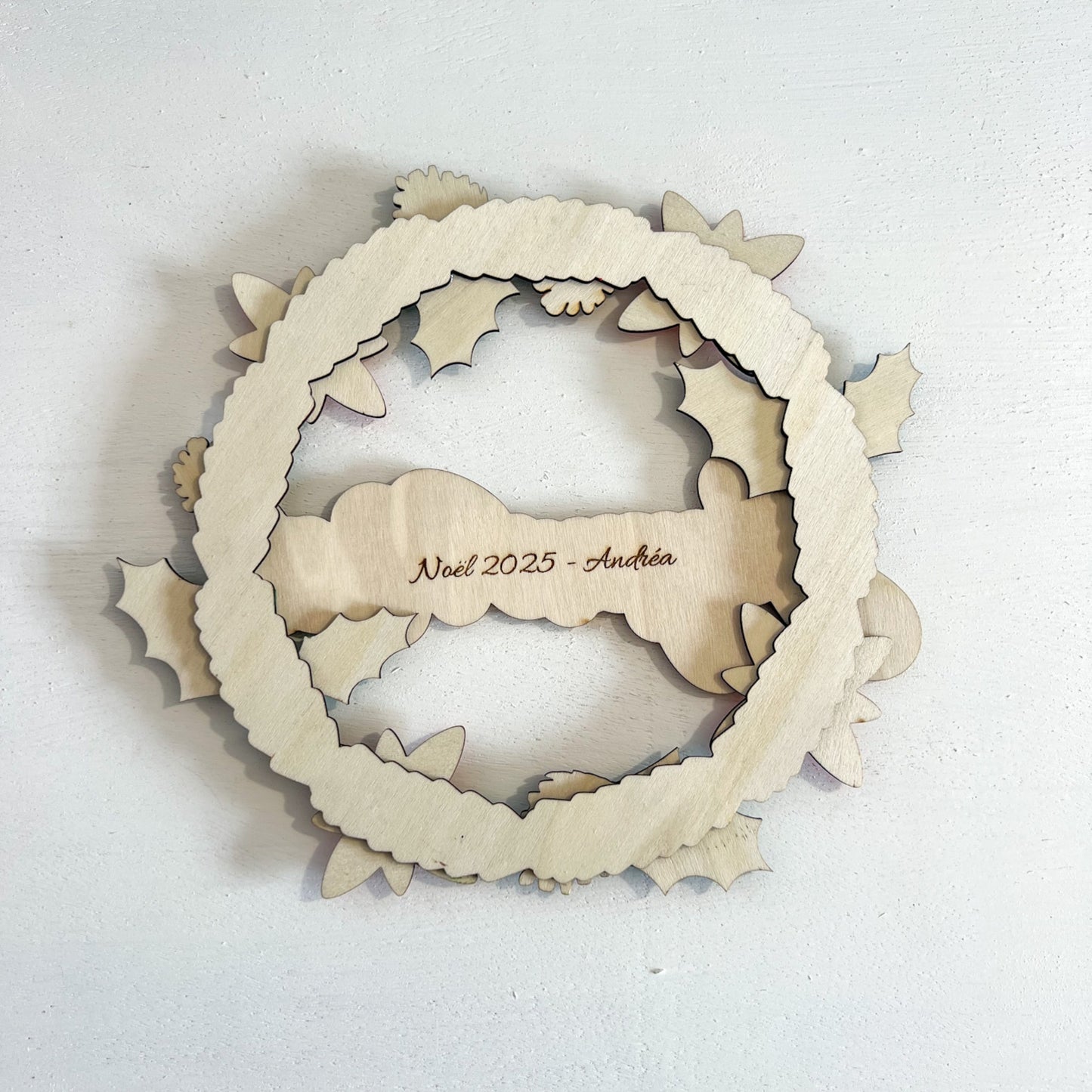 Couronne Joyeux Noël en bois