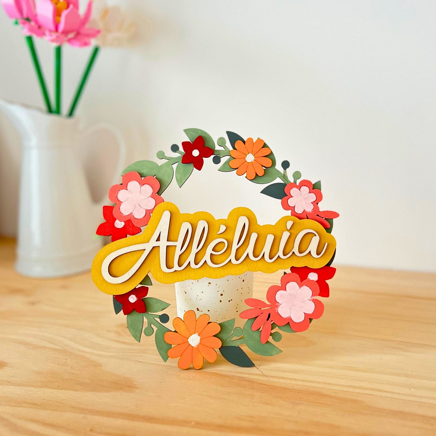 Couronne en bois "Alléluia"