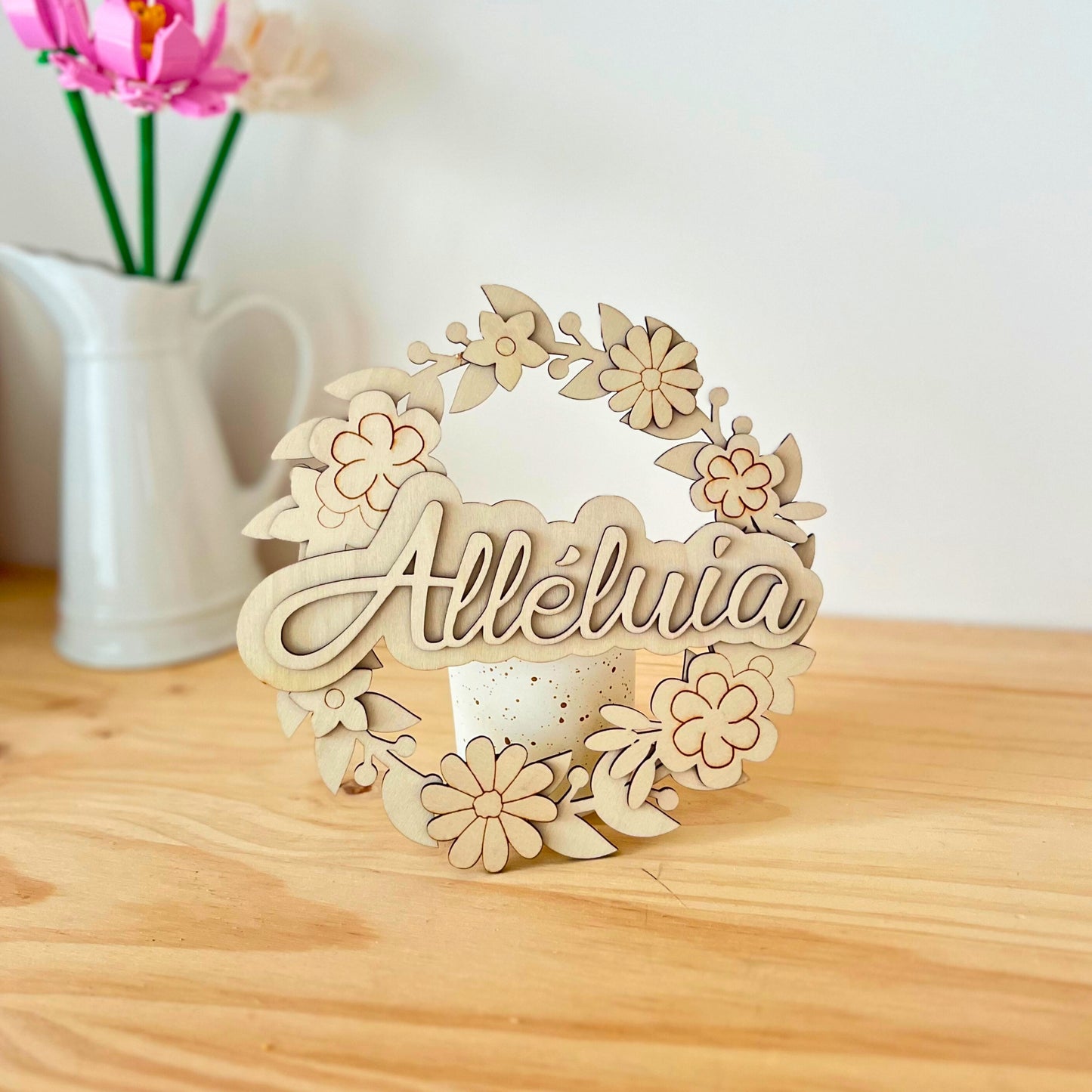 Couronne en bois "Alléluia"