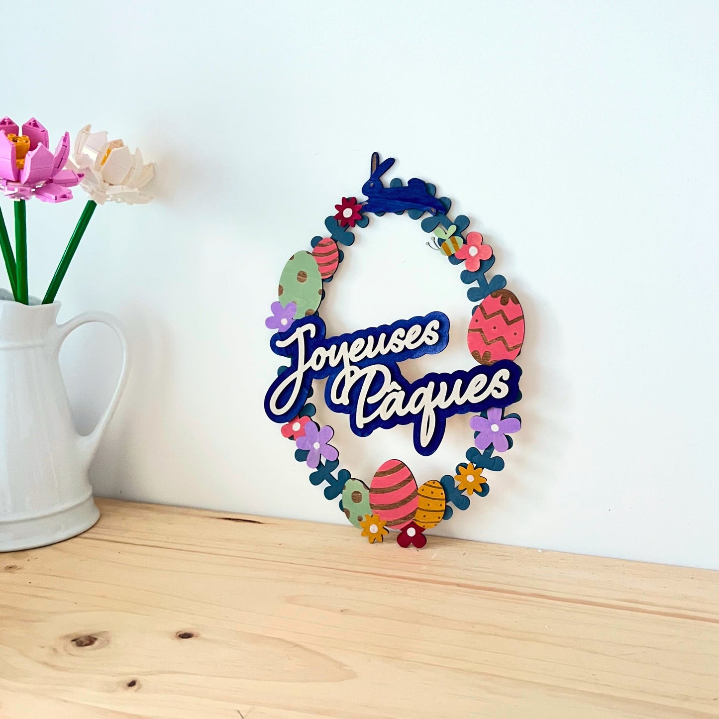 Couronne en bois "Œufs de Pâques"