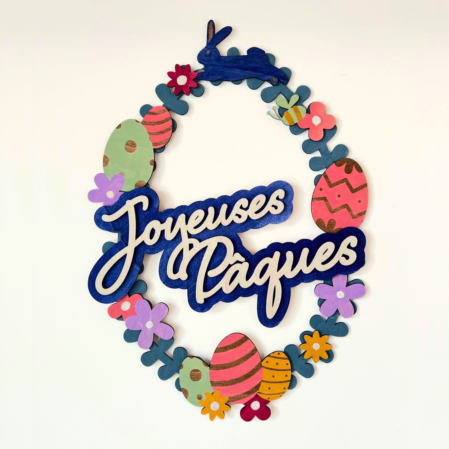 Couronne en bois "Œufs de Pâques"