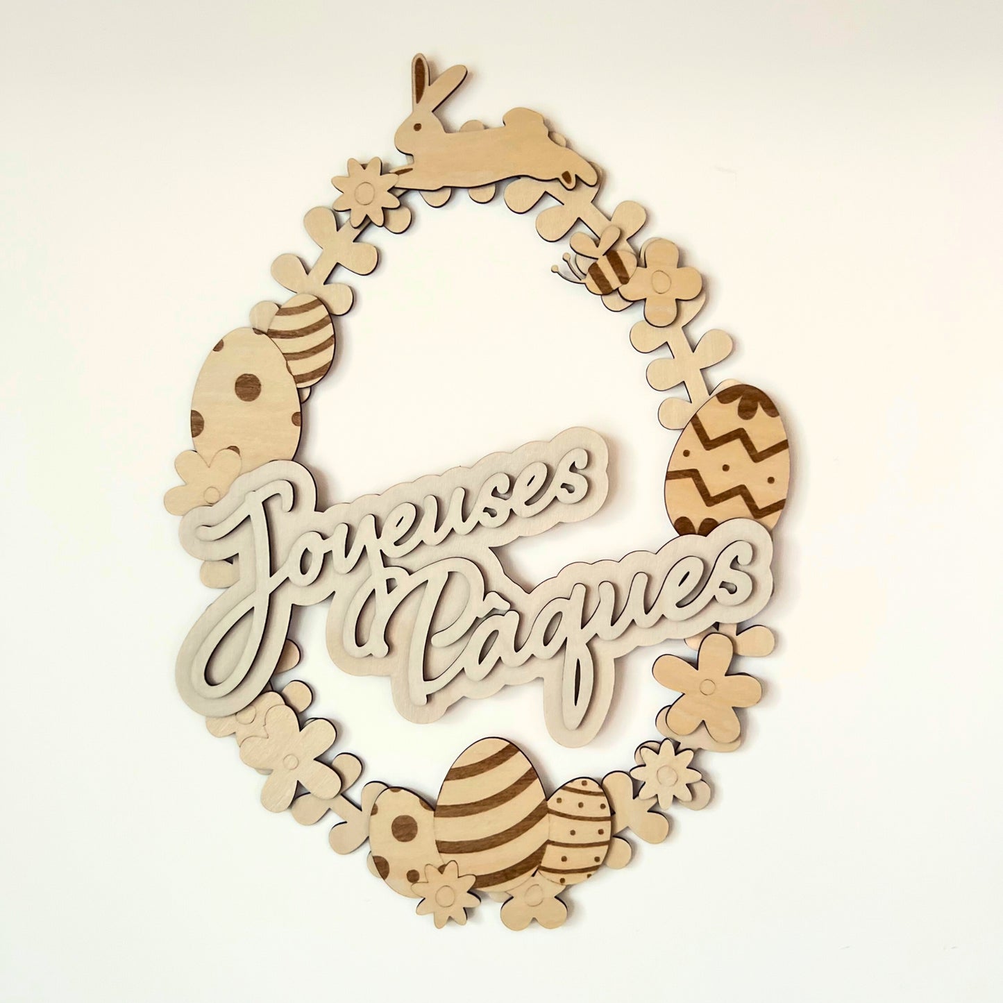 Couronne en bois "Œufs de Pâques"