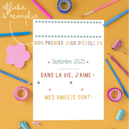 Affiche pour la rentrée - Mon premier jour d'école en