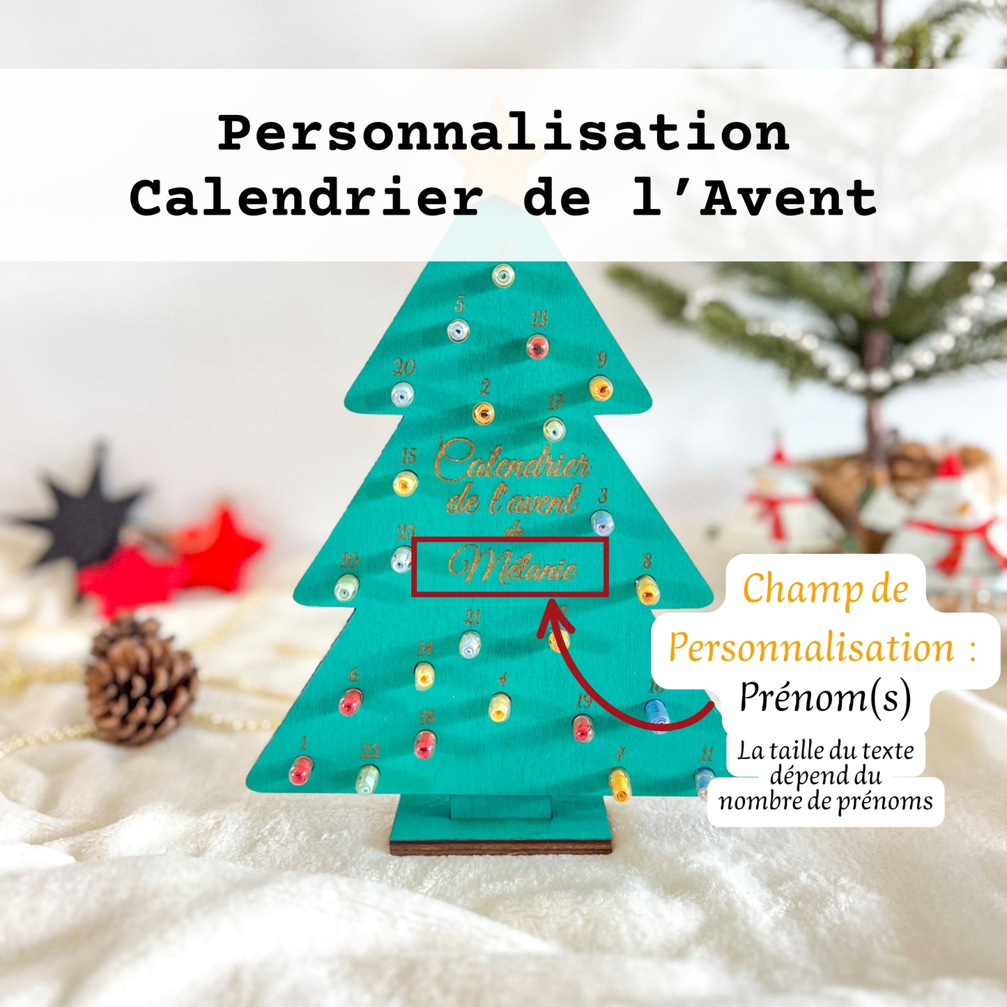 Calendrier de l’Avent Sapin en bois personnalisé