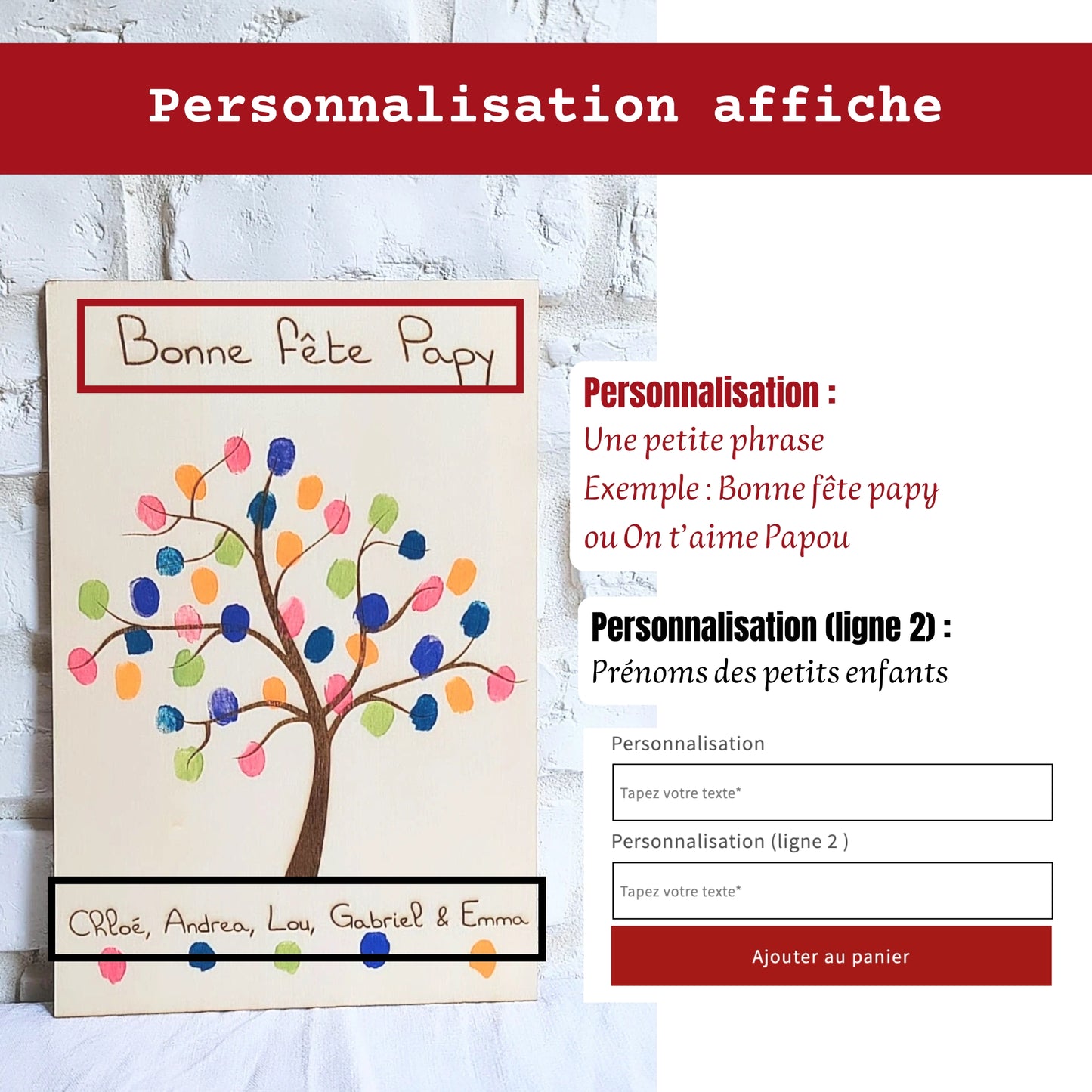 Tableau arbre à empreintes - Fête des grands-pères