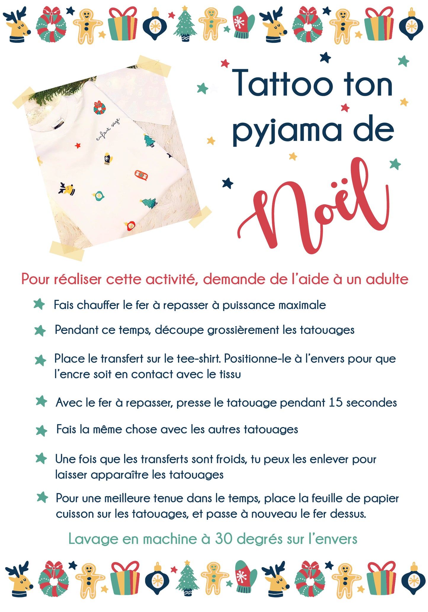 Pyjama de Noël à tatouer