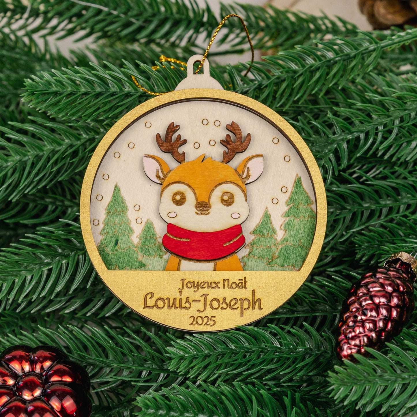 Boule de Noël 3D personnalisée – renne