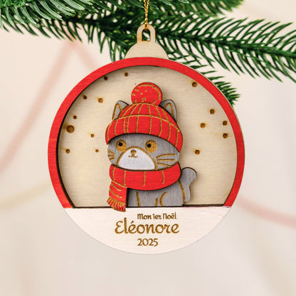 Boule de Noël 3D personnalisée – chat