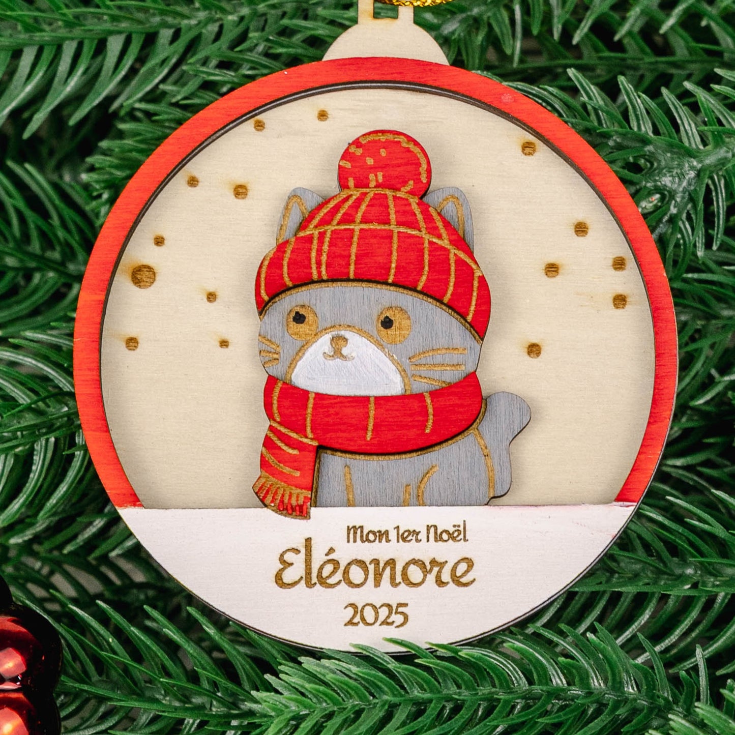 Boule de Noël 3D personnalisée – chat