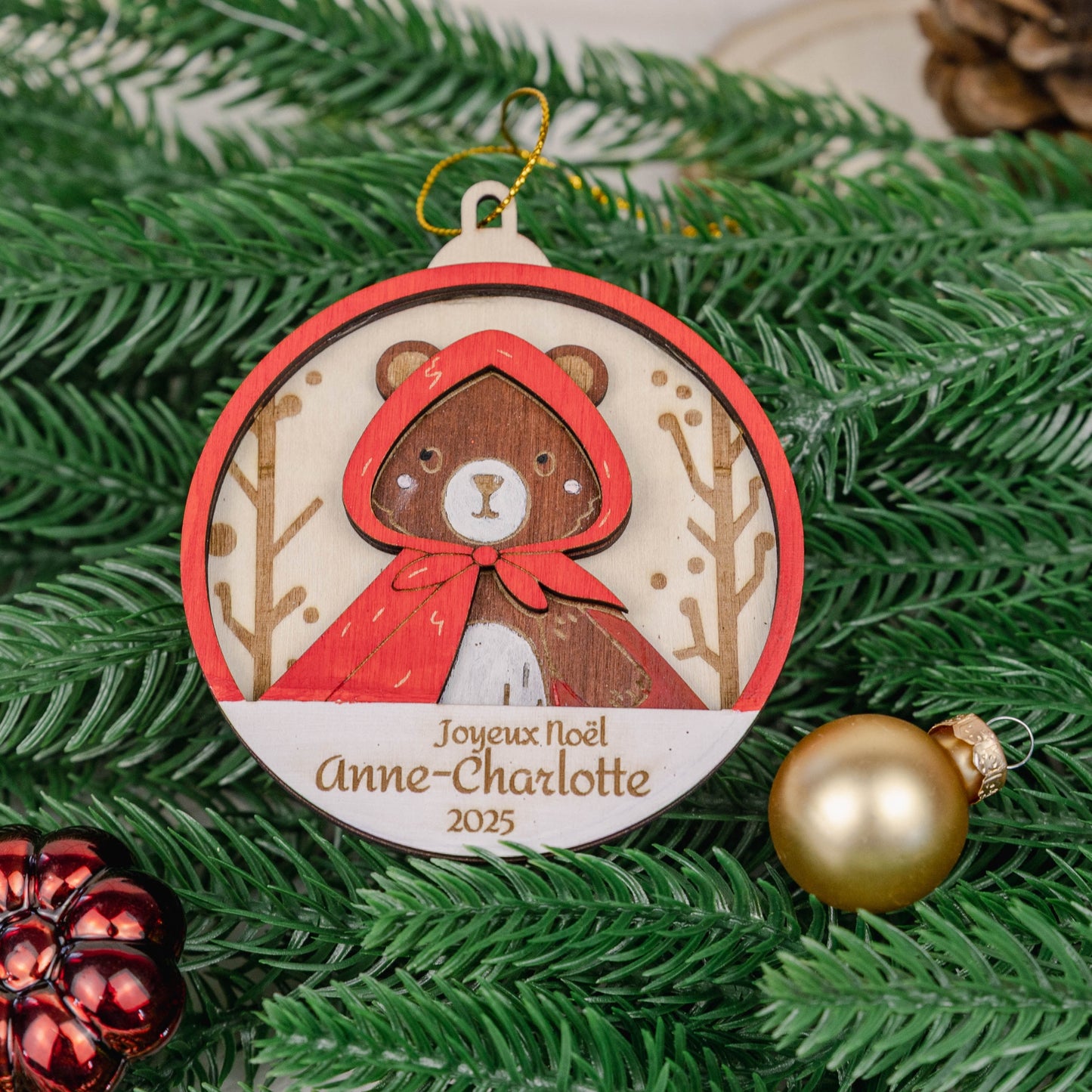 Boule de Noël 3D personnalisée – ourson