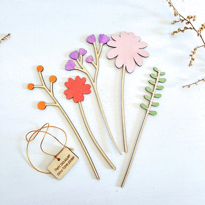Bouquet de fleurs en bois - Tendresse
