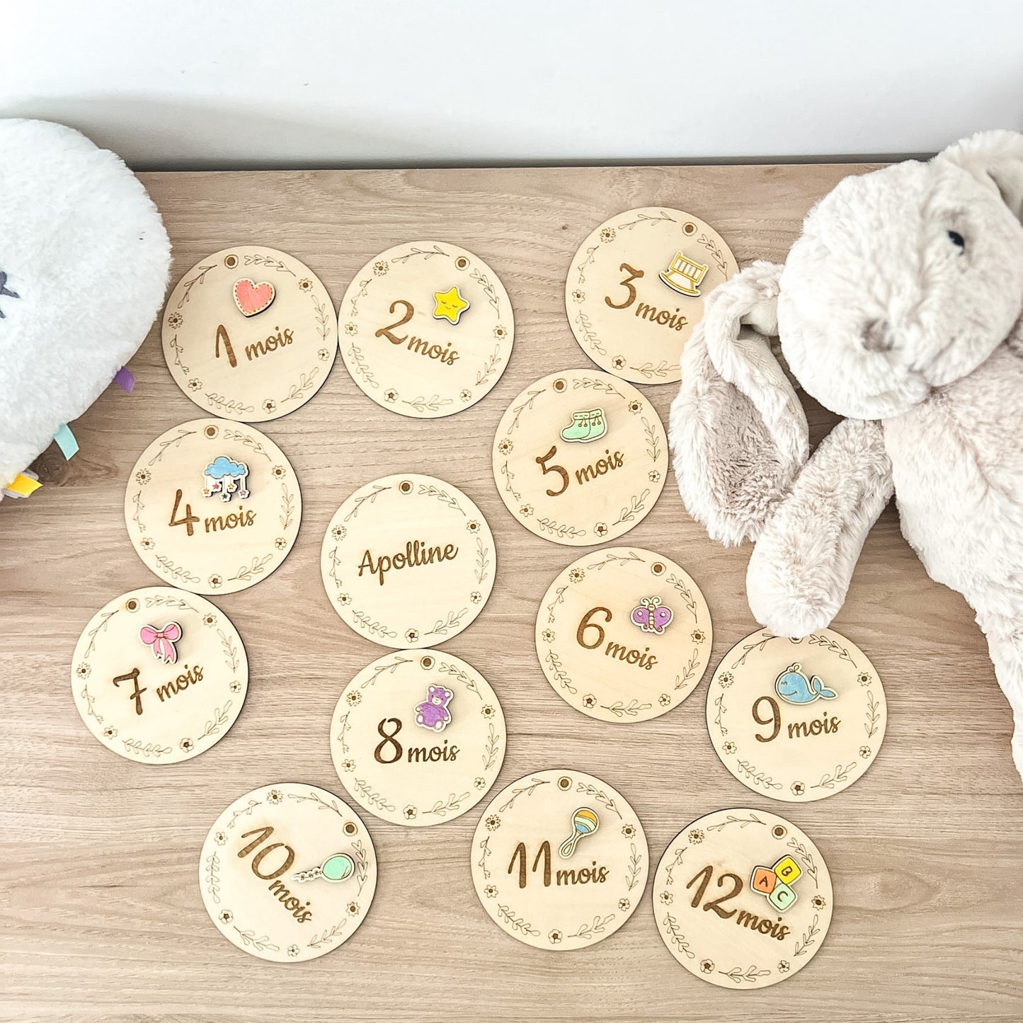 Cartes étapes bébé en bois – Ma première année