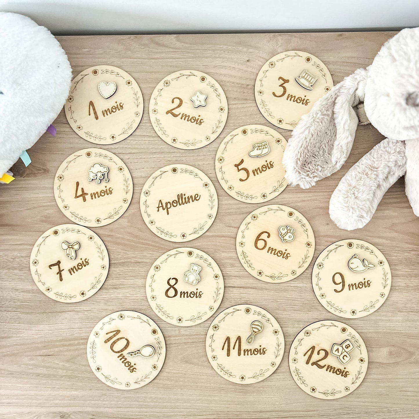 Cartes étapes bébé en bois – Ma première année