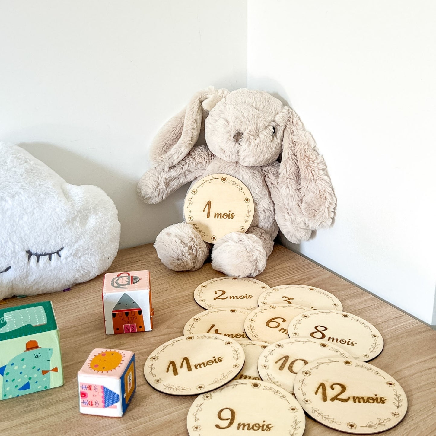 Cartes étapes bébé en bois – Ma première année