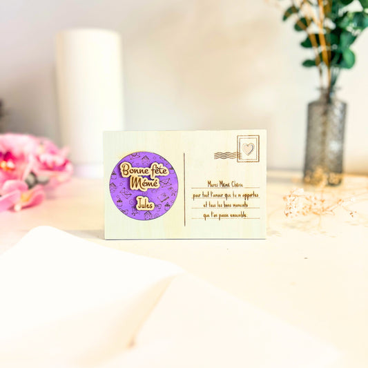 Carte postale en bois personnalisée – Magnet détachable