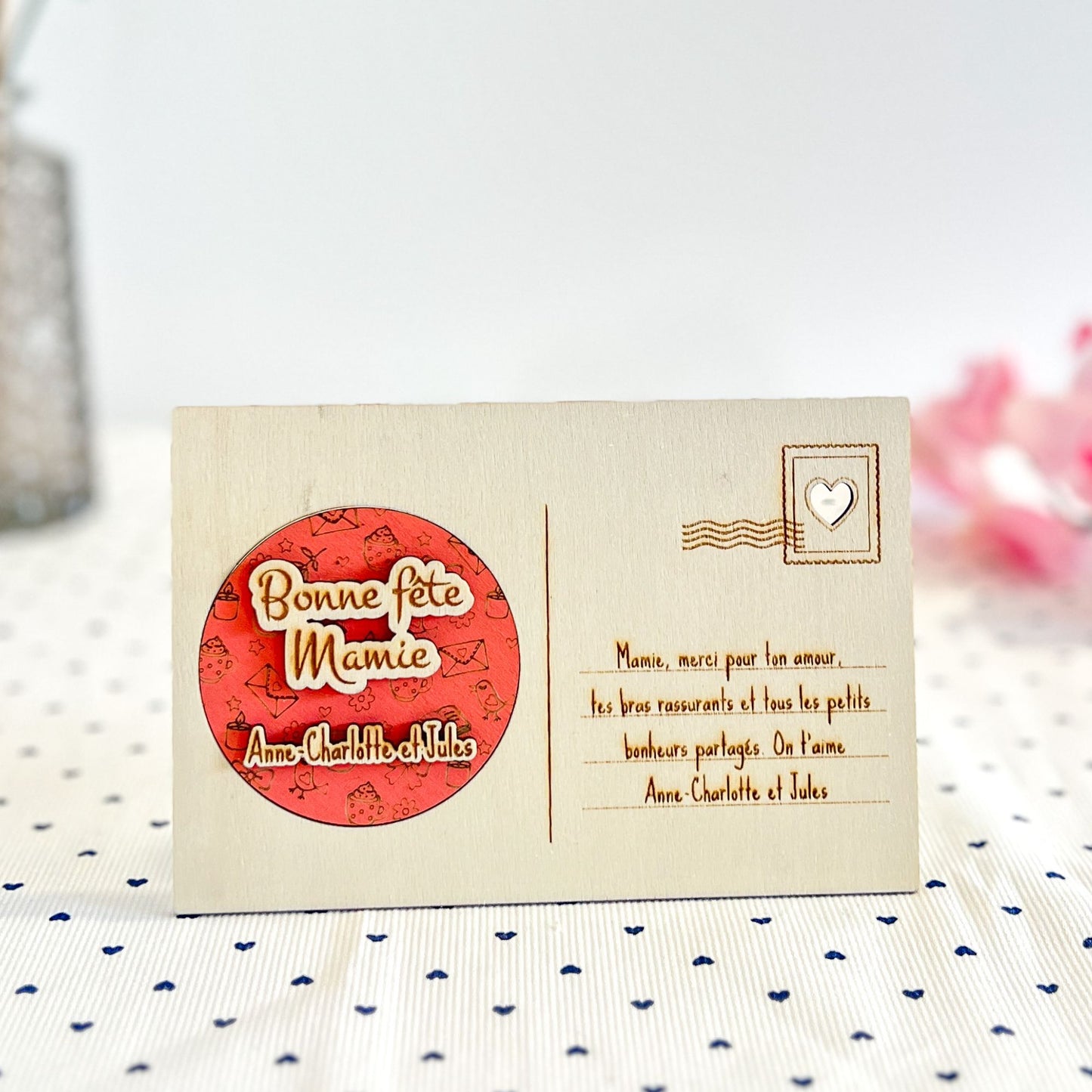 Carte postale en bois personnalisée – Magnet détachable