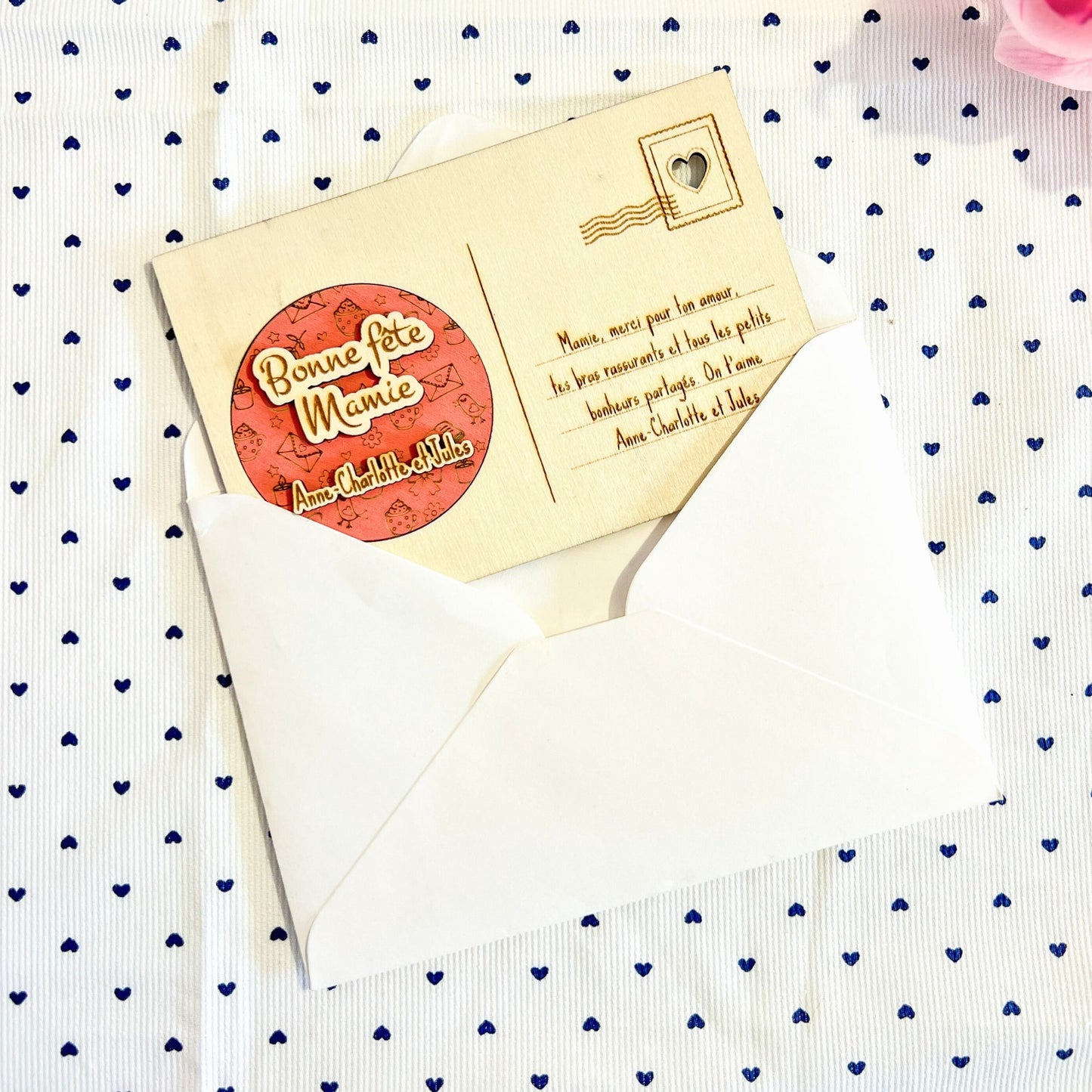 Carte postale en bois personnalisée – Magnet détachable