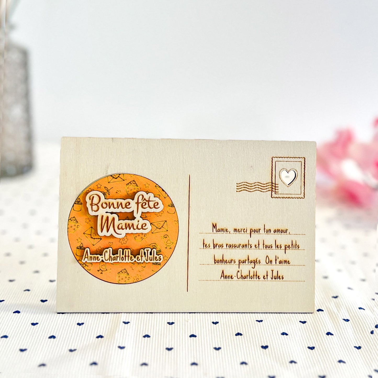 Carte postale en bois personnalisée – Magnet détachable