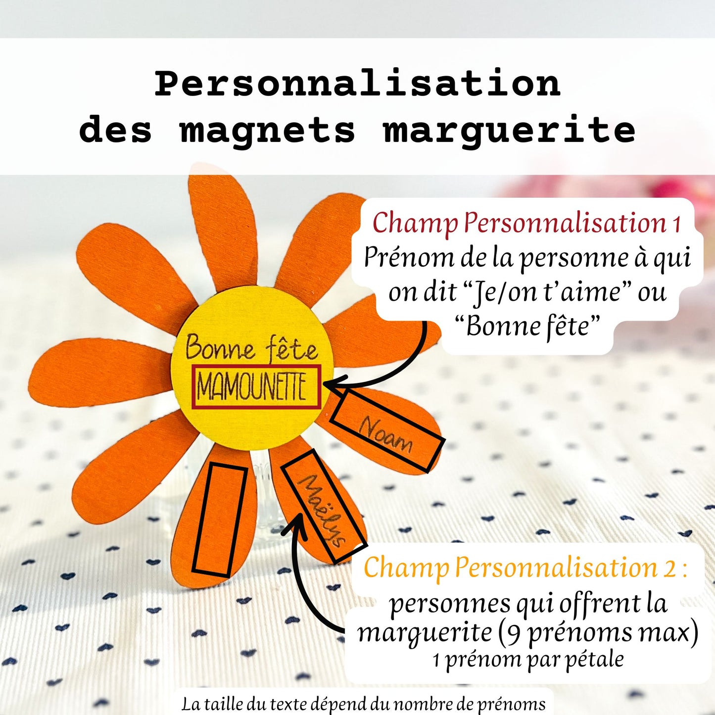 Magnet Marguerite personnalisé