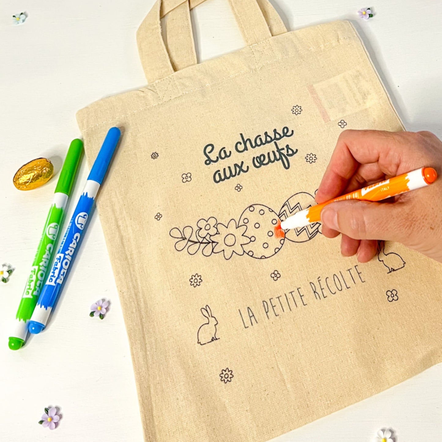 Sac de chasse aux œufs à colorier