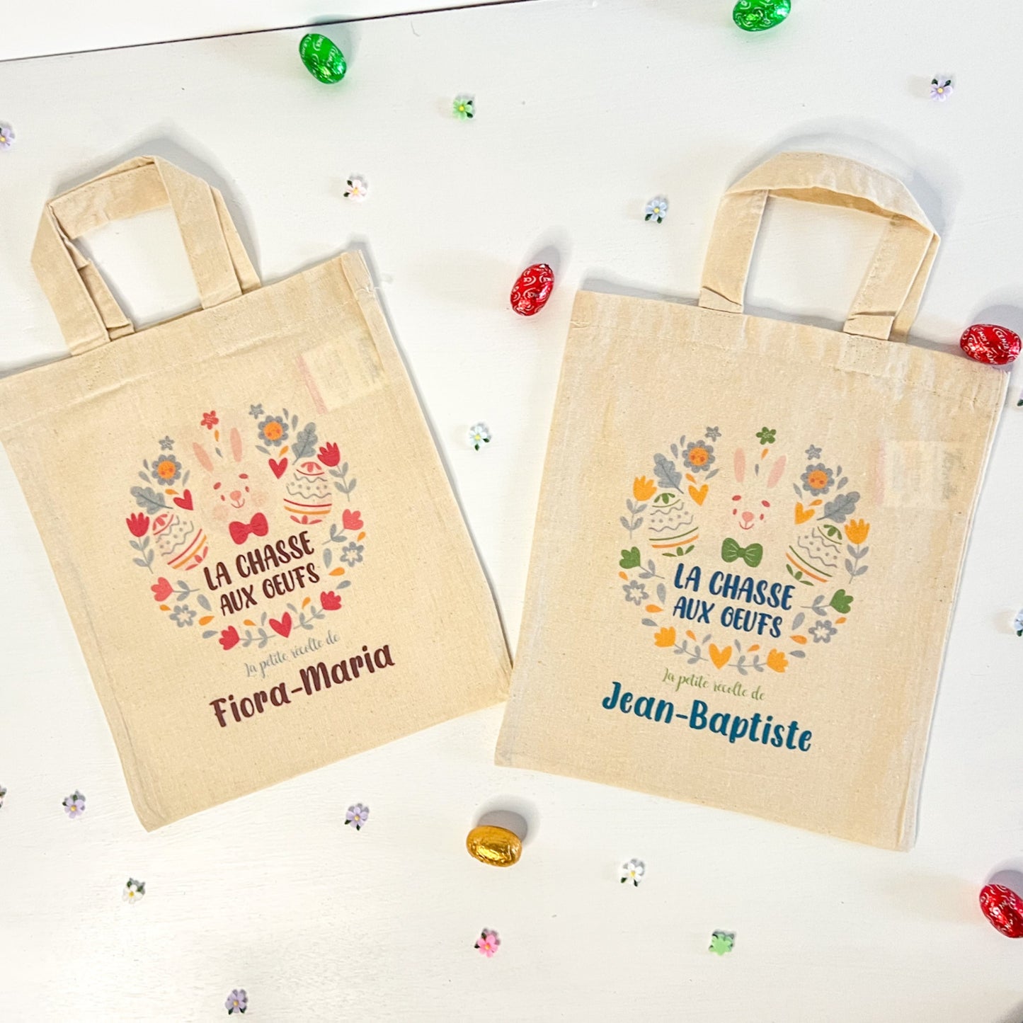 Sac personnalisé chasse aux œufs - lapin