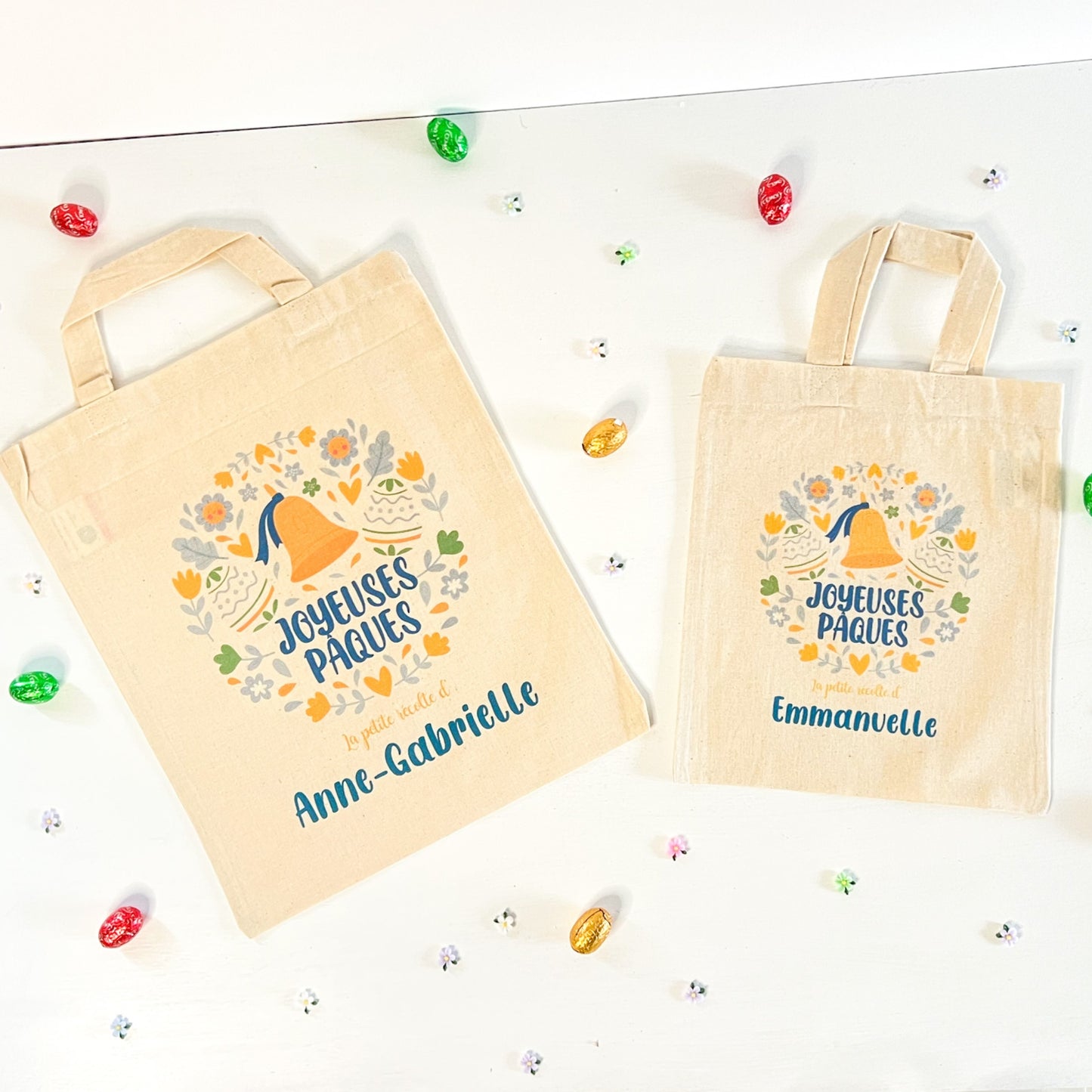 Sac personnalisé chasse aux œufs - cloche