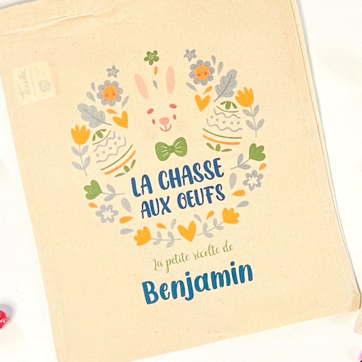 Sac personnalisé chasse aux œufs - lapin