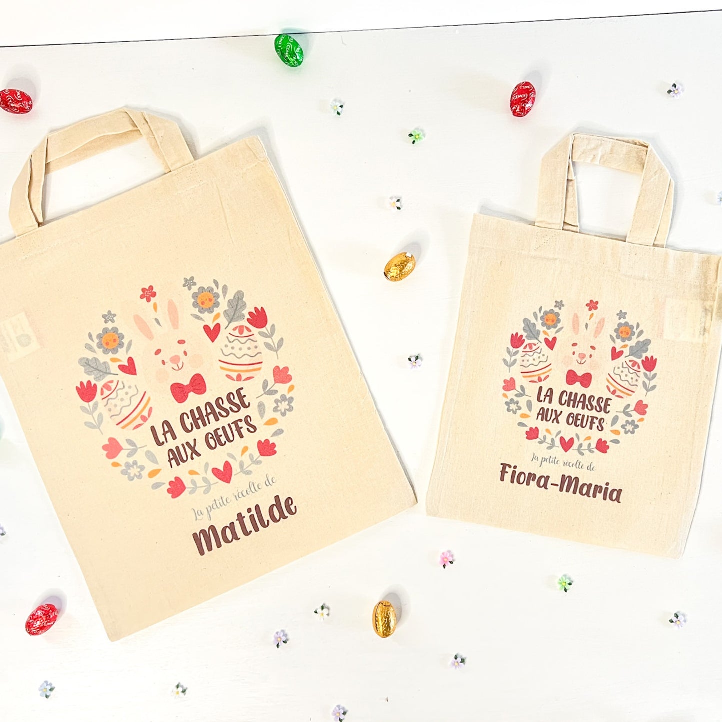 Sac personnalisé chasse aux œufs - lapin