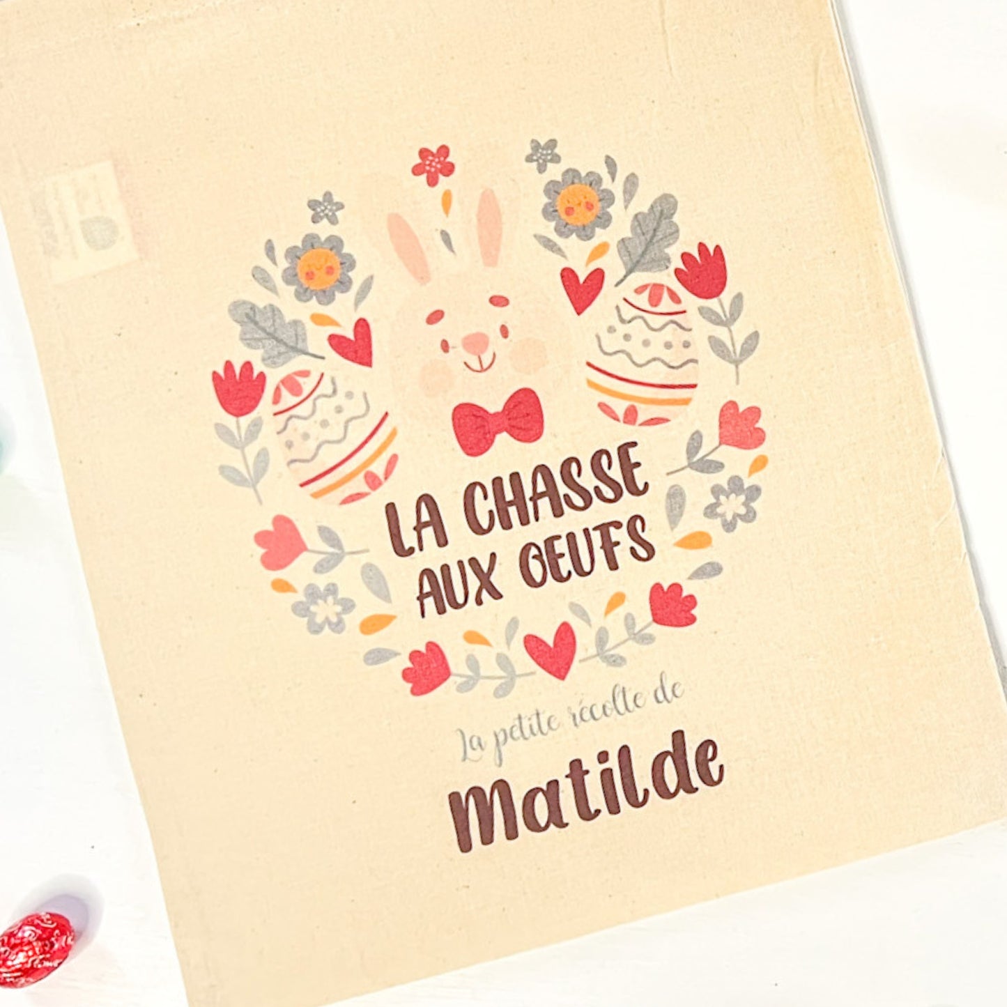 Sac personnalisé chasse aux œufs - lapin