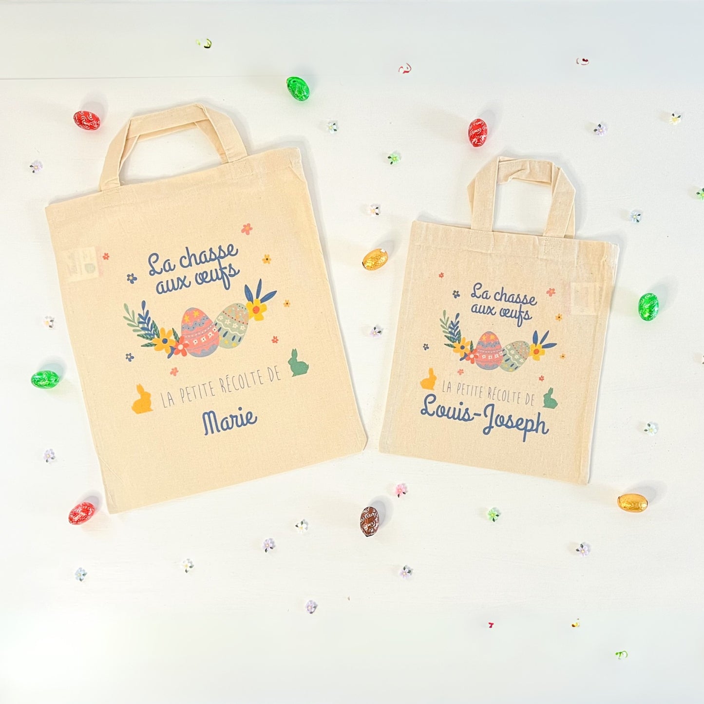 Sac personnalisé chasse aux œufs - oeufs
