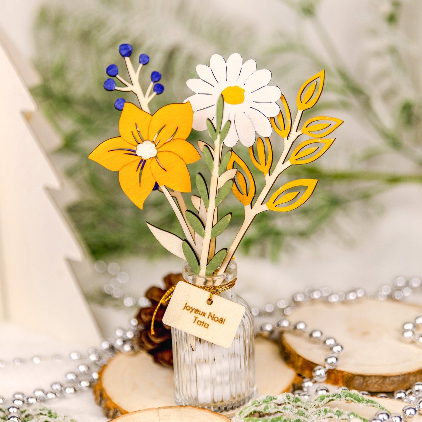 Bouquet de fleurs en bois - Passion