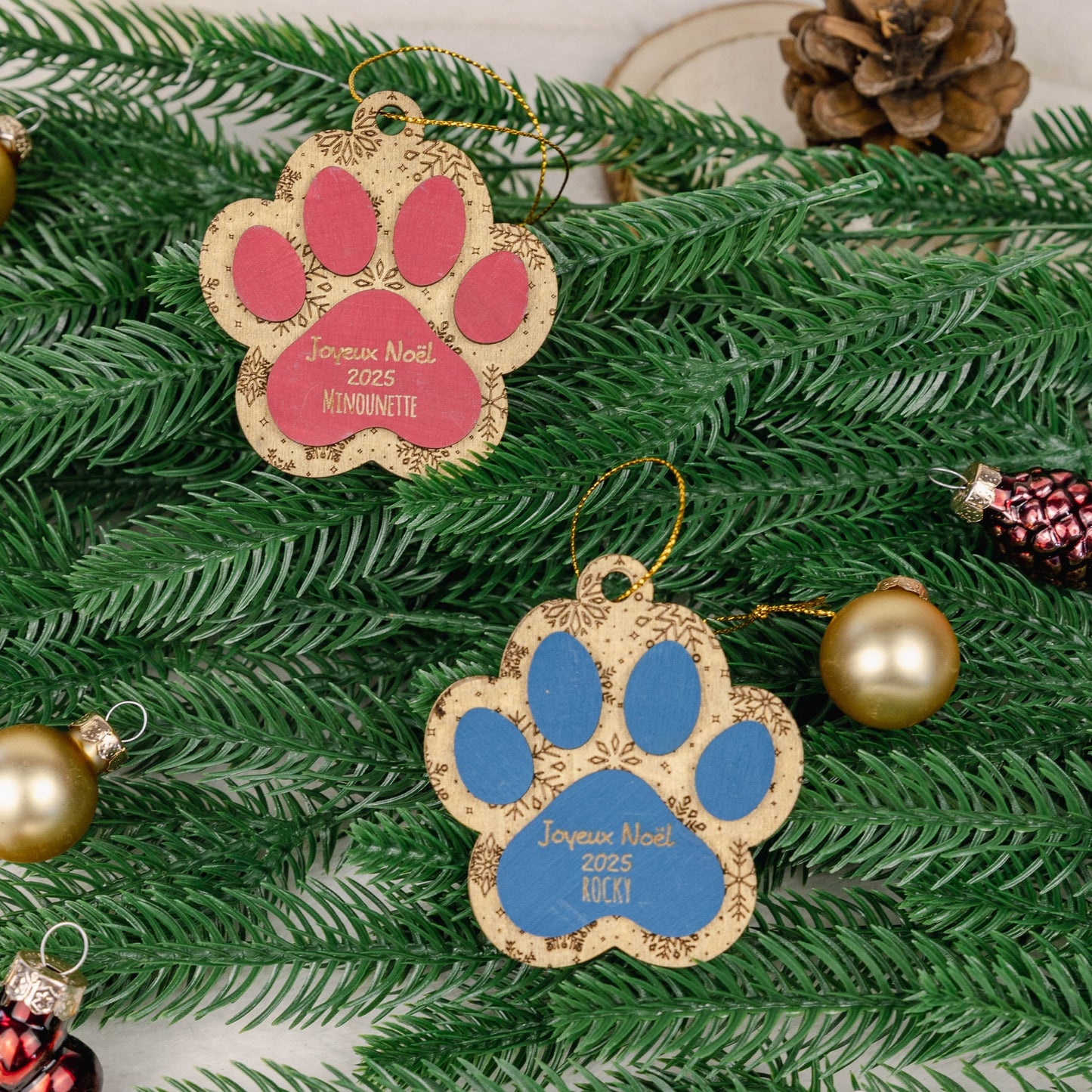 Boule de Noël 3D – Empreinte de Chat ou de Chien