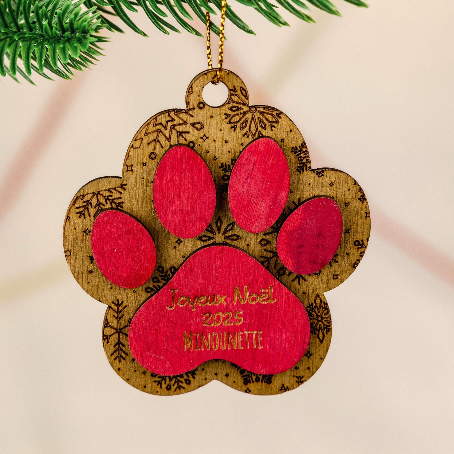 Boule de Noël 3D – Empreinte de Chat ou de Chien