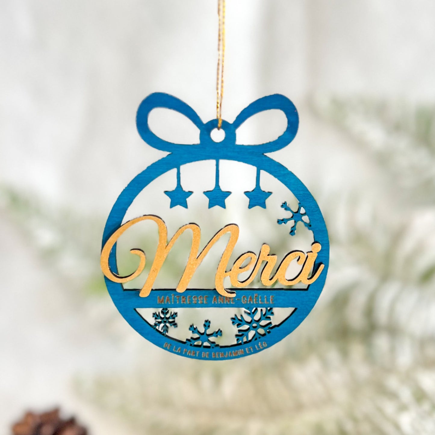 Boule de Noël “Merci” personnalisée