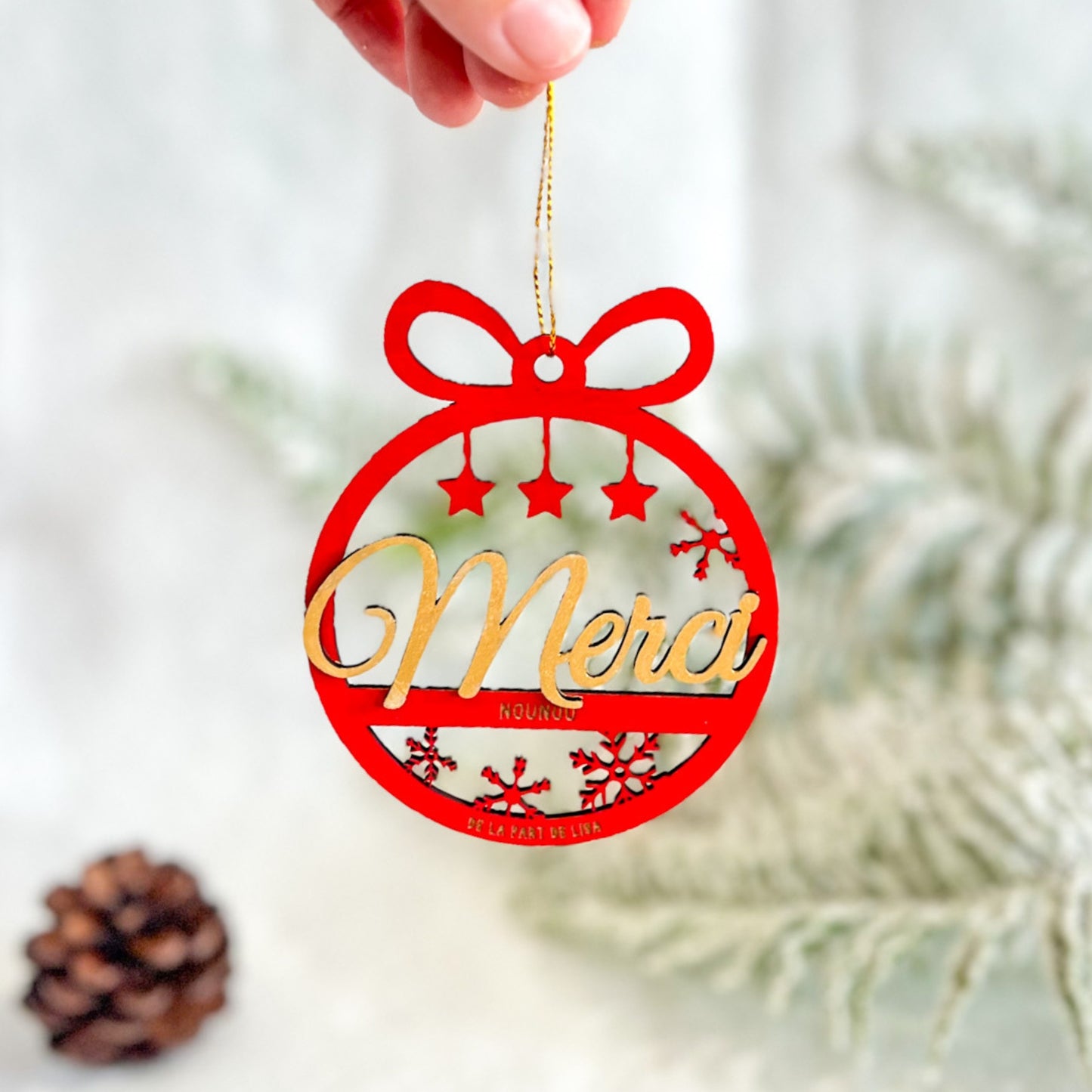 Boule de Noël “Merci” personnalisée