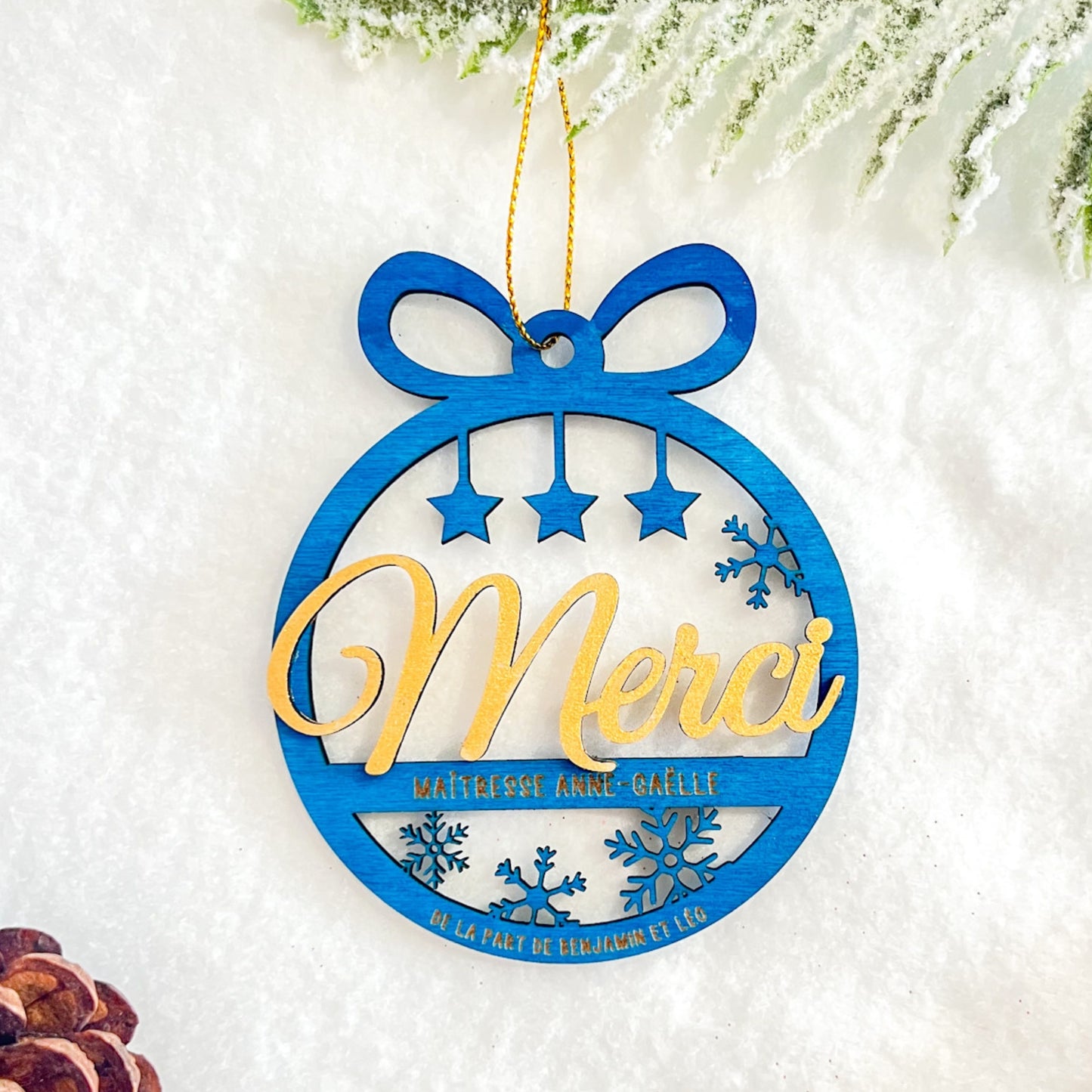Boule de Noël “Merci” personnalisée