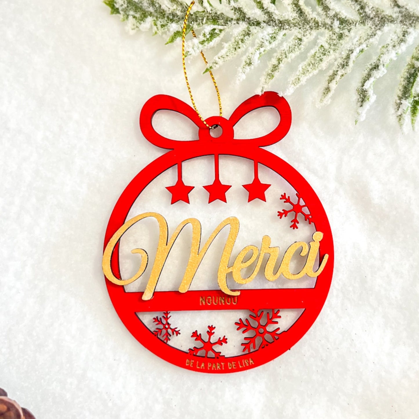 Boule de Noël “Merci” personnalisée