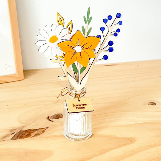 Bouquet de fleurs en bois - Passion