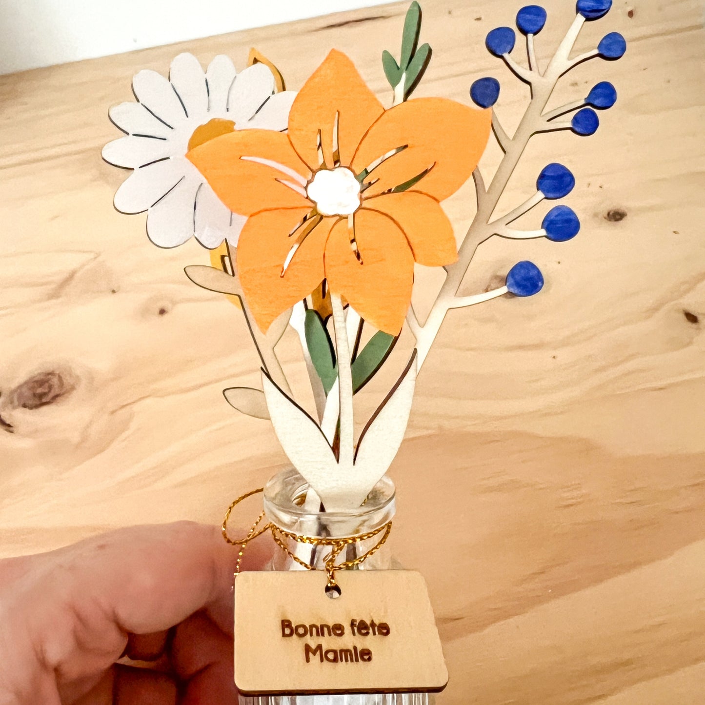 Bouquet de fleurs en bois - Passion