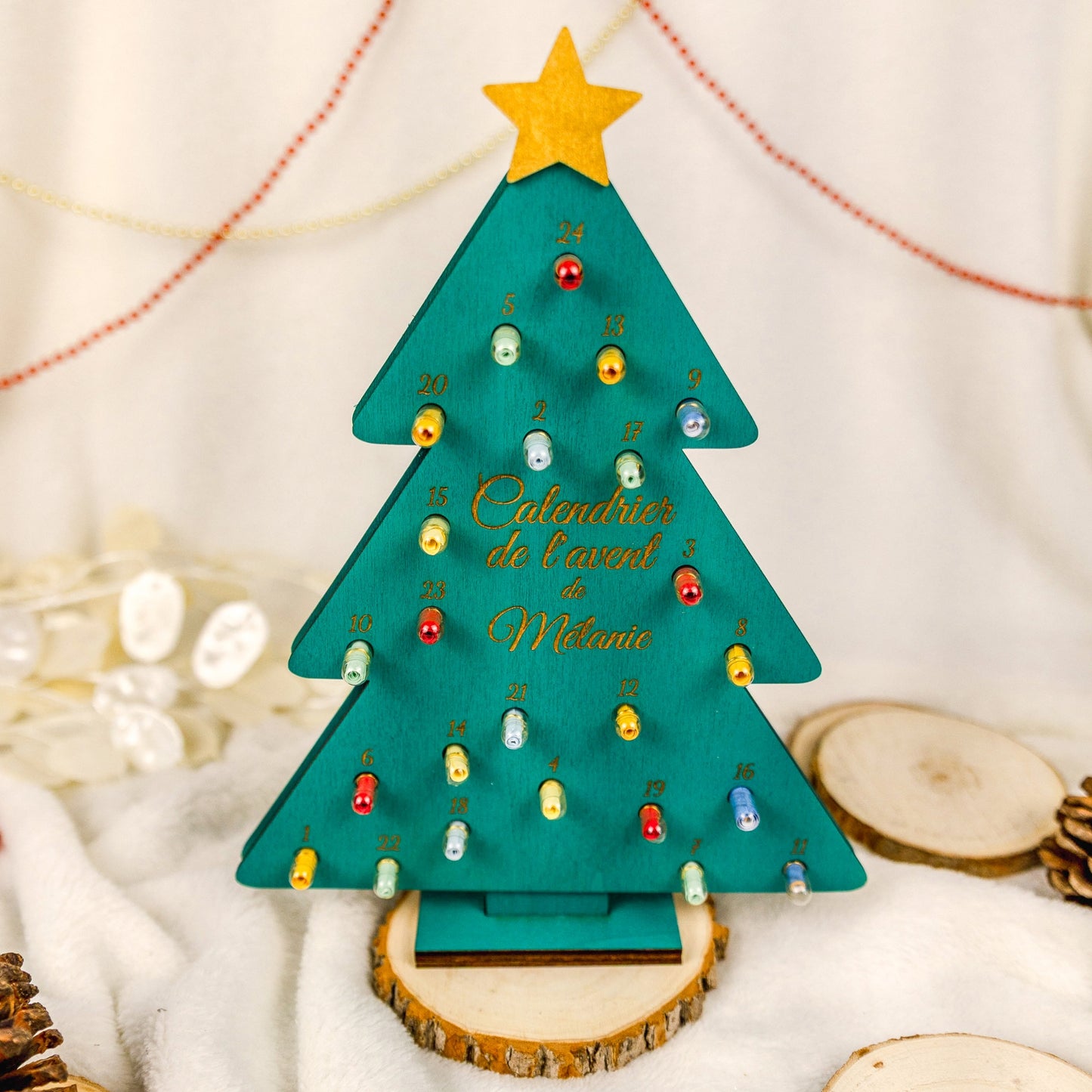 Calendrier de l’Avent Sapin en bois personnalisé